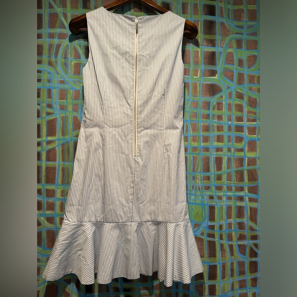 Vertigo collection pin striped sleeveless ruffle bottom dress w exposed zipper S - Picture 5 of 9